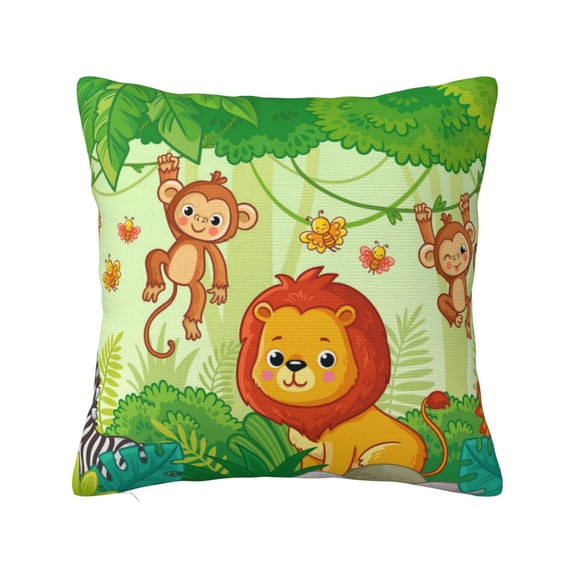 Pofeuu African Animals in the Jungle Print Double-sided plush pillowcase Square Throw Pillow Covers Pillows Cover for Living Room Bedroom Sofa Couch Cushion Cover(No pillow core)-26"x26"