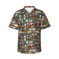 thumbnail image 1 of Pofeuu Alcohol Bottles Print Hawaiian Shirt for Men Sleeves Casual Button Down Summer Beach Dress Shirts T-Shirts,Small, 1 of 7