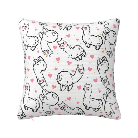 Pofeuu Alpacas and Hearts Print Double-sided plush pillowcase Square Throw Pillow Covers Pillows Cover for Living Room Bedroom Sofa Couch Cushion Cover(No pillow core)-20"x20"
