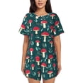 thumbnail image 1 of Pofeuu Amanita Mushroom Print Women's Pajama Set Short/Shorts Soft Button PJs Elastic Drawstring Waist Sleepwear-X-Large, 1 of 6