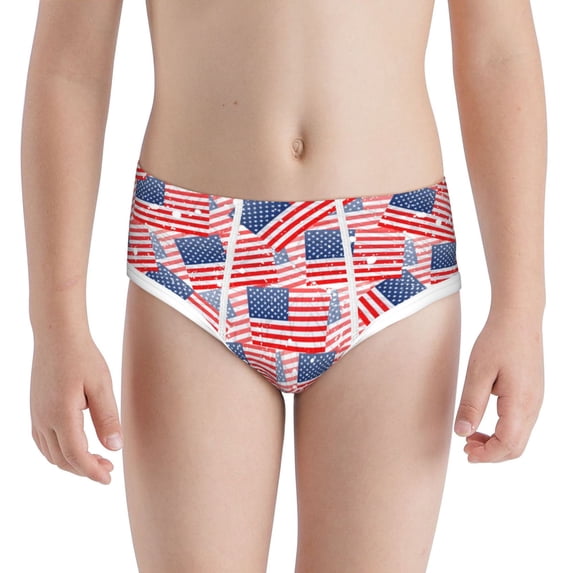 Pofeuu America Flags Print Boy's Briefs Toddler Boys' Underwear, Organic Cotton, Comfort Briefs-X-Large