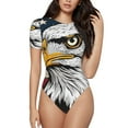 thumbnail image 1 of Pofeuu American Bald Eagle Print Short Sleeve Body Suits Women Round Neck Bodysuits for Women Onesie Adult Set Body Suit-XX-Large, 1 of 7
