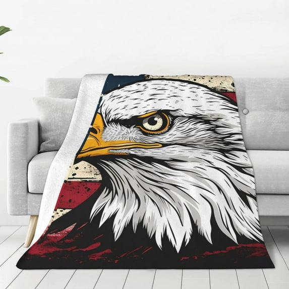 Pofeuu American Bald Eagle Print Ultra-Soft Micro Fleece Blanket,for Bed Or Sofa,All Season Throw Blankets Flannel Blanket-40"x30"