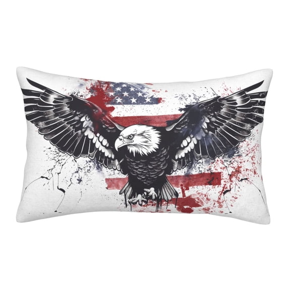 Pofeuu American Flag Eagle Art Print Polyester Microfiber Plush Pillowcases, Super Soft and Cozy Pillow Case Covers with Envelop Closure(Pillow core not included)-14"x20"
