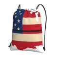 thumbnail image 1 of Pofeuu American Flag Map Print Drawstring Backpack Water Resistant String Bag Sports Sackpack Gym Sack with Side Pocket for Men Women, 1 of 6