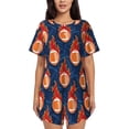 thumbnail image 1 of Pofeuu American Football and Fire Flames Print Women's Pajama Set Short/Shorts Soft Button PJs Elastic Drawstring Waist Sleepwear-Small, 1 of 6