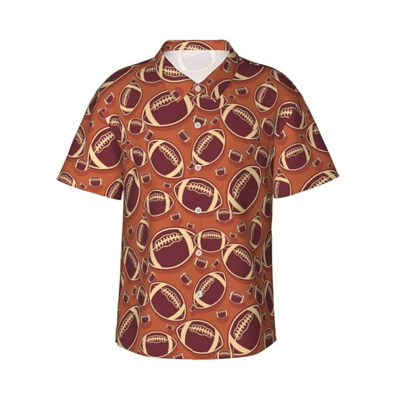 Pofeuu American Football1 Print Hawaiian Shirt for Men Sleeves Casual Button Down Summer Beach Dress Shirts T-Shirts,Small