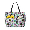 thumbnail image 1 of Pofeuu American Musical Print Beach Bag,Waterproof Sandproof Beach Tote Bag, Large Capacity Foldable Beach Bags for Women, 1 of 7