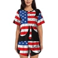 thumbnail image 1 of Pofeuu American St Patrick's Day Print Women's Pajama Set Short/Shorts Soft Button PJs Elastic Drawstring Waist Sleepwear-Large, 1 of 6