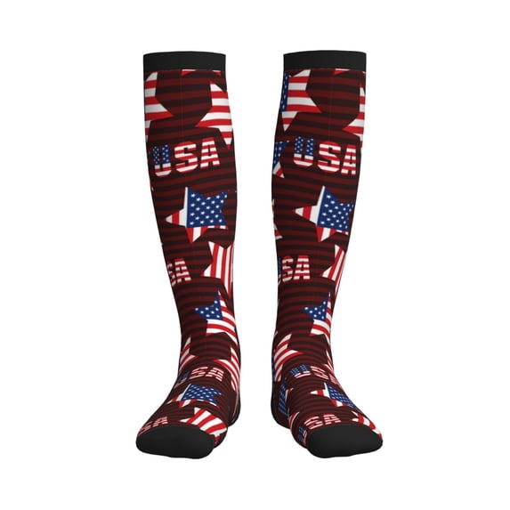 Pofeuu American Stars1 Print Compression Socks for Women & Men Circulation - Best Support for Nurses,Running,Athletic,Sports