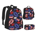 thumbnail image 1 of Pofeuu American With Lips Print Backpack Travel Backpacks With Lunch Bag Pencil Bag Set 3 pcs Set Cartoon Backpack, 1 of 7