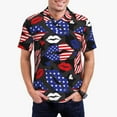 thumbnail image 1 of Pofeuu American With Lips Print Men's Loose Fit Midweight Short-Sleeve Pocket Polo-Large, 1 of 6