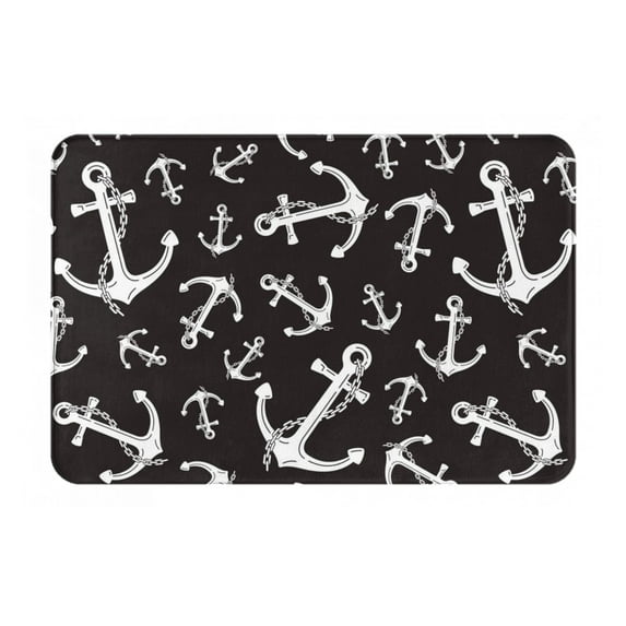 Pofeuu Anchor Print Flannel Doormats Rug16"x24"Rug Washable Doormats Indoor Outdoor Rugs for Layered Front Door Mats, Porch, Kitchen, Entryway