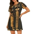 thumbnail image 1 of Pofeuu Ancient Egyptian Hieroglyph Print Women's Loose Fit Short Sleeve Nightgown, Comfortable Sleep Dress for Women, Casual Lounge Sleepwear, Soft Cotton Sleep Dress, 1 of 6