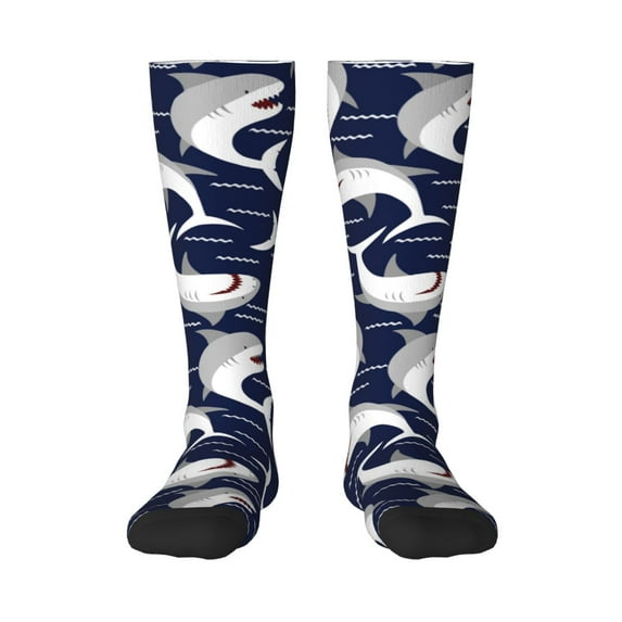 Pofeuu Angry Shark Print Stockings, Adult Running Hiking Socks for Youth and Adult