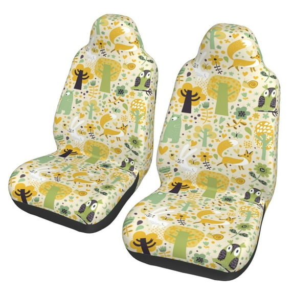 Pofeuu Animal Tree Print Automotive Car Seat Covers Flat Cloth Full Set Seat Covers,Car Seat Covers front seats for Cars Trucks and SUVs(Two packs)