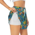 thumbnail image 1 of Pofeuu Animals In Camping Print Women's Athletic Shorts Running Workout Shorts Tummy Control Quick Dry Gym Shorts with Pockets Double layer sports shorts-Small, 1 of 7