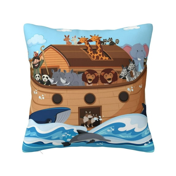 Pofeuu Animals on Noah's Ark Print Double-sided plush pillowcase Square Throw Pillow Covers Pillows Cover for Living Room Bedroom Sofa Couch Cushion Cover(No pillow core)-20"x20"