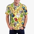 thumbnail image 1 of Pofeuu Animals Print Men's Loose Fit Midweight Short-Sleeve Pocket Polo-Large, 1 of 6