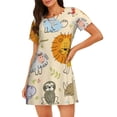 thumbnail image 1 of Pofeuu Animals Print Women's Loose Fit Short Sleeve Nightgown, Comfortable Sleep Dress for Women, Casual Lounge Sleepwear, Soft Cotton Sleep Dress, 1 of 6