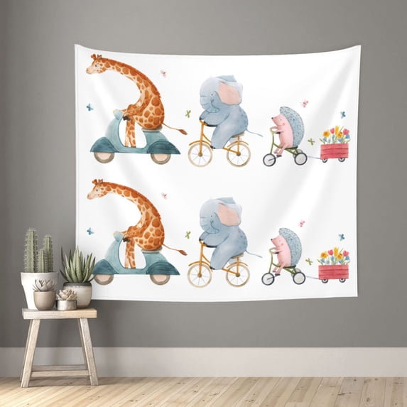 Pofeuu Animals in Transport Print Wall Tapestry Decoration Wall Hanging Tapestry 60 x 51 Inch