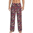 thumbnail image 1 of Pofeuu Apricot color Skull flower Print Men's Pajama Pants, Soft Lounge Pajama Pants with big pockets for Men Plaid Pj Bottoms-Small, 1 of 6