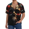 thumbnail image 1 of Pofeuu Artistic Flower Butterfly Skull Print Mens Casual Short Sleeve Shirts Beach Summer Spread Collar Pocket Tops Men's Casual Short-sleeved Shirt-Medium, 1 of 5