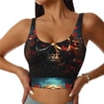 thumbnail image 1 of Pofeuu Artistic Flower Butterfly Skull Print Sports Bra for Women Sexy Vest Yoga Running Gym Fitness Crop Bras Tops-X-Large, 1 of 8