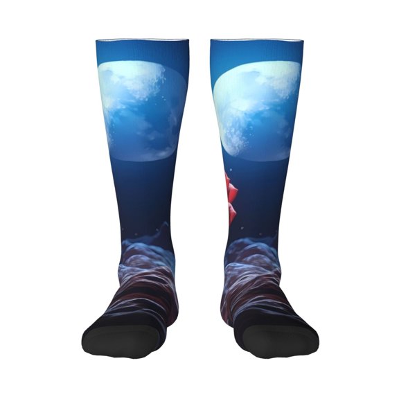 Pofeuu Artistic Moon Rose Print Stockings, Adult Running Hiking Socks for Youth and Adult