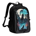 thumbnail image 1 of Pofeuu Artistic Moon Valley Wolf Print Storage Laptop Backpack with USB Charging Port[Water Resistant] College Computer Bookbag Fits, 1 of 7