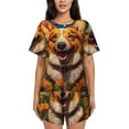 thumbnail image 1 of Pofeuu Artistic Sunflower Corgi Print Women's Pajama Set Short/Shorts Soft Button PJs Elastic Drawstring Waist Sleepwear-4X-Large, 1 of 1