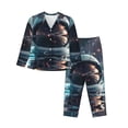 thumbnail image 1 of Pofeuu Astronaut Helmet Reflections Print Womens Pajamas Set Long Sleeve Sleepwear Button Down Nightwear Soft Pj Lounge Sets Button Down Pajamas Women-X-Large, 1 of 7