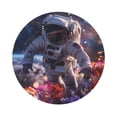 thumbnail image 1 of Pofeuu Astronaut In Cosmic Garden Print Leather Coasters Set of 6, Round Cups Mugs Mat Pad for Home Kitchen Heat Resistant Drink Coasters,Round Shape, 1 of 7