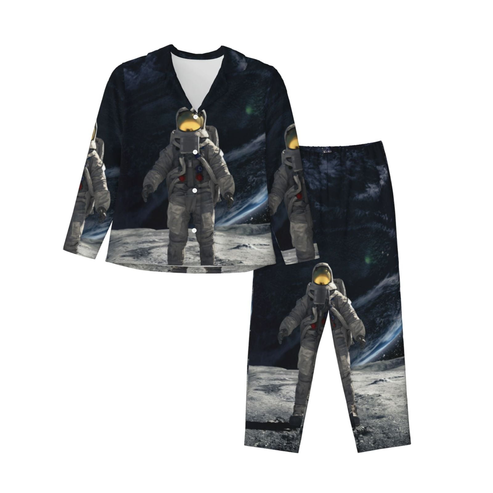 Moon Pyjamas Pofeuu Astronaut Standing In The Moon Print Womens Pajamas Set Long ...
