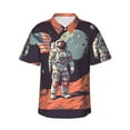 thumbnail image 1 of Pofeuu Astronaut With American Flag Print Hawaiian Shirt for Men Sleeves Casual Button Down Summer Beach Dress Shirts T-Shirts,X-Large, 1 of 7
