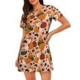 thumbnail image 1 of Pofeuu Autumn Fox Pumpkin Lazy Print Women's Loose Fit Short Sleeve Nightgown, Comfortable Sleep Dress for Women, Casual Lounge Sleepwear, Soft Cotton Sleep Dress, 1 of 6