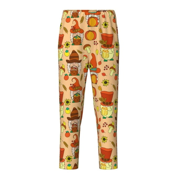 Pofeuu Autumn Gnomes Print Teenagers' Pajama Pants, Soft Lounge Pajama Pants with big pockets for Men Plaid Pj Bottoms-Large