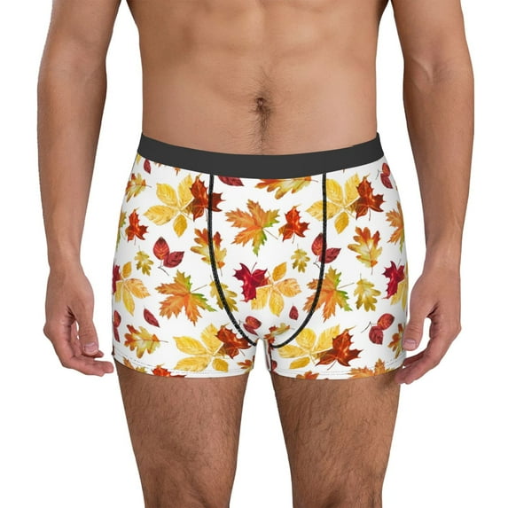 Pofeuu Autumn Leaves 1 Print Men’s Boxer Briefs, Moisture-Wicking Underwear, Regular,Trunk-X-Large