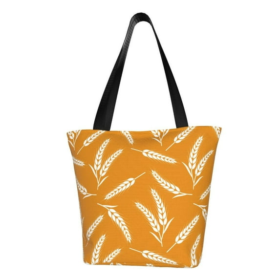 Pofeuu Autumn Orange Wheat Print Women Fashion Shoulder Handbags Top Handle Satchel Bags Tote Shoulder Shopping Bag Stylish Canvas Tote Bag