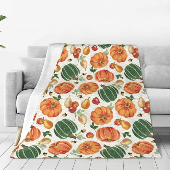 Pofeuu Autumn Pumpkins Print Ultra-Soft Micro Fleece Blanket,for Bed Or Sofa,All Season Throw Blankets Flannel Blanket-60"x50"
