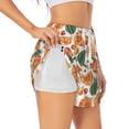 thumbnail image 1 of Pofeuu Autumn Pumpkins Print Women's Athletic Shorts Running Workout Shorts Tummy Control Quick Dry Gym Shorts with Pockets Double layer sports shorts-Small, 1 of 7