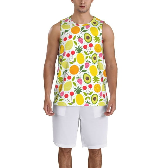 Pofeuu Avocado And Pineapple Print Basketball Jersey, Shirts for Men Youth Basketball Jersey Crew Neck-4X-Large