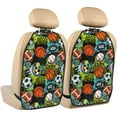 thumbnail image 1 of Pofeuu Balls Print 2 Pack PU Leather Kick Mat Back Seat Protector, Universal Car Seat Back Organizer, Waterproof Backseat Protector For Most Car, 1 of 8