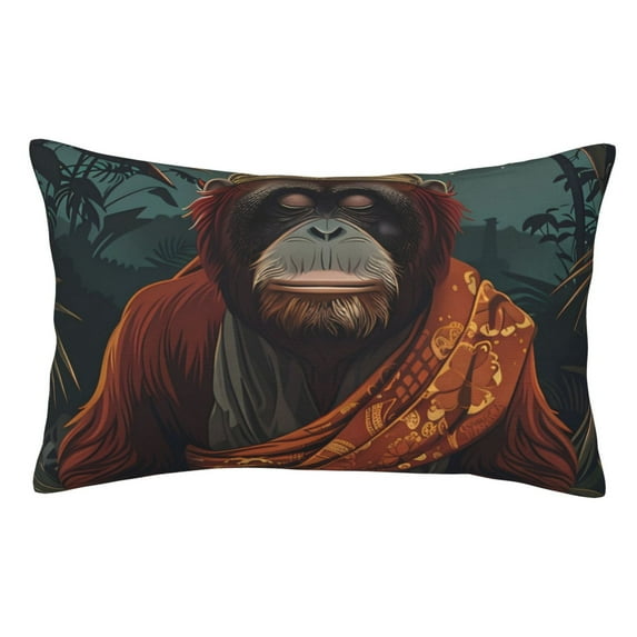 Pofeuu Banana Leaf Meditating Gorilla Print Polyester Microfiber Plush Pillowcases, Super Soft and Cozy Pillow Case Covers with Envelop Closure(Pillow core not included)-20"x30"