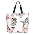 thumbnail image 1 of Pofeuu Beautiful Butterfly Print Reusable Grocery Bags - Washable, Foldable, Packable Tote, Large Handles, Heavy Duty, Zippered Top Pouch, 1 of 8