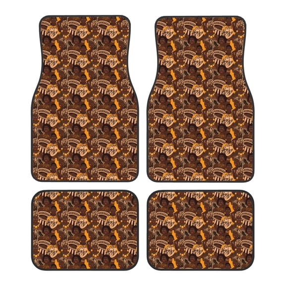 Pofeuu Beautiful Ethnic African Women Print Car Foot Mat Set of 4 Pieces - All-Weather Full Set Floor Mats for Cars Trucks SUVs