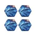 thumbnail image 1 of Pofeuu Beautiful Ocean Dolphin Print Coasters for Drinks, 4Pack PU Leather Coasters, Bar Drink Coasters for Tabletop Protection, Furniture from Damage-Hexagon, 1 of 6