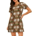 thumbnail image 1 of Pofeuu Beautiful Owl Print Women's Loose Fit Short Sleeve Nightgown, Comfortable Sleep Dress for Women, Casual Lounge Sleepwear, Soft Cotton Sleep Dress, 1 of 6