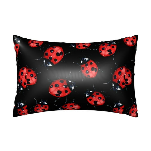 Pofeuu Beautiful Red Ladybug Print Satin Pillowcase for Hair and Skin Pillow Cases, Silk Pillow Cases, Soft Cooling Pillow Covers, 20x30 Inches(Pillow core not included)