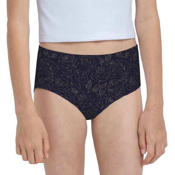Pofeuu Beautiful Roses Print Soft Cotton Underwear Girls'Briefs Soft Undies